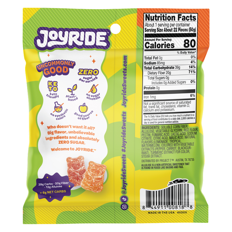 Joyride Zero Sugar Sour Fruit Gummies 1.8oz