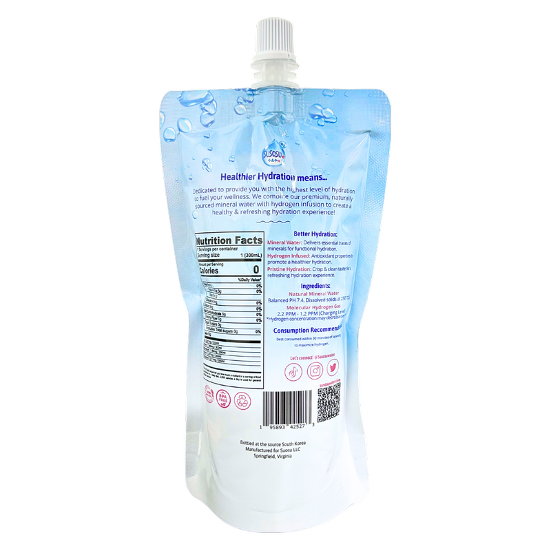 Susosu Water Hydrogen Mineral Water 10.5 oz Pouch