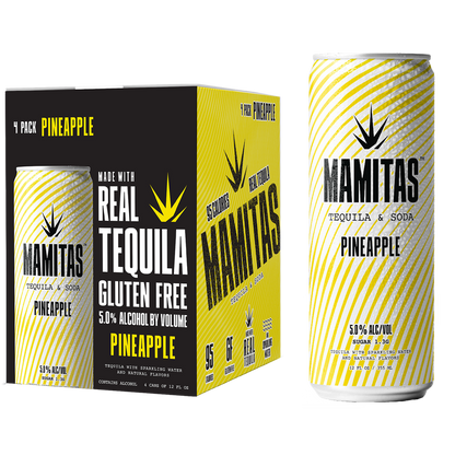 Mamitas Pineapple Tequila Soda 4pk 12oz Can 5% ABV
