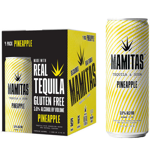 Mamitas Pineapple Tequila Soda 4pk 12oz Can 5% ABV
