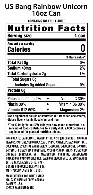 Bang Energy Rainbow Unicorn 16oz Can