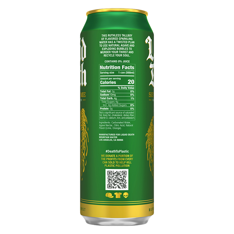 Liquid Death Sparkling Water Severed Lime 8pk 19.2 oz King Size Can