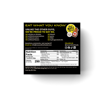 Mason Dixie Foods Single-Serve Maple Waffle Sandwich, 1 ct