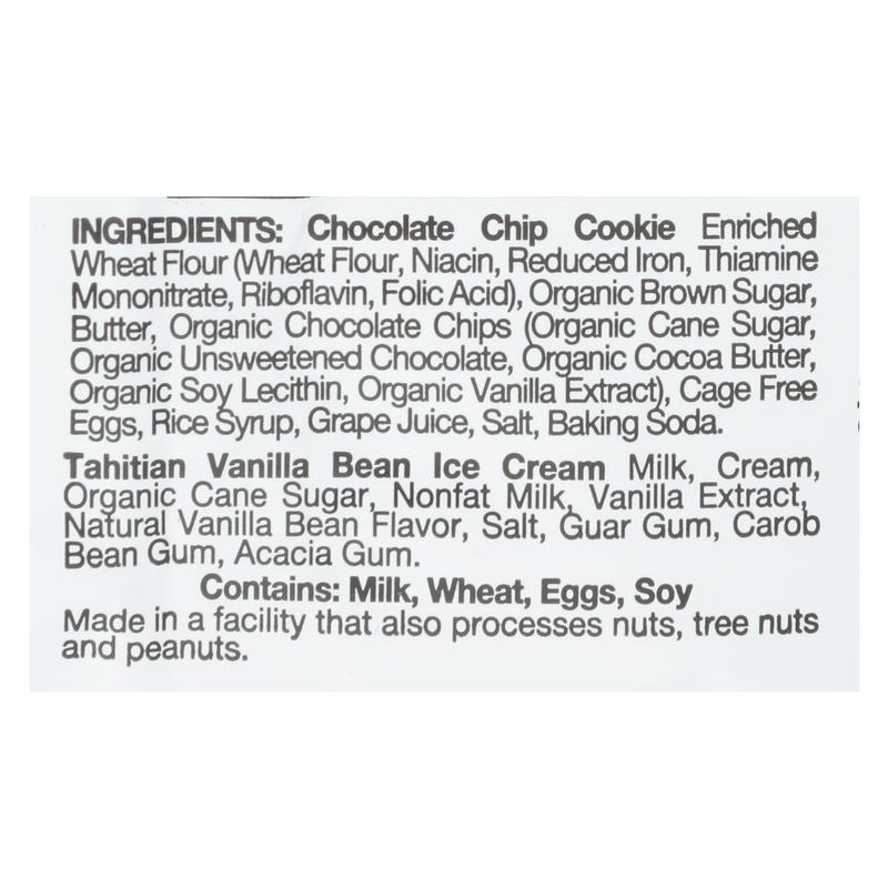 Coolhaus Tahitian Vanilla Bean with Chocolate Chip Cookie Ice Cream Sandwich 5.8oz