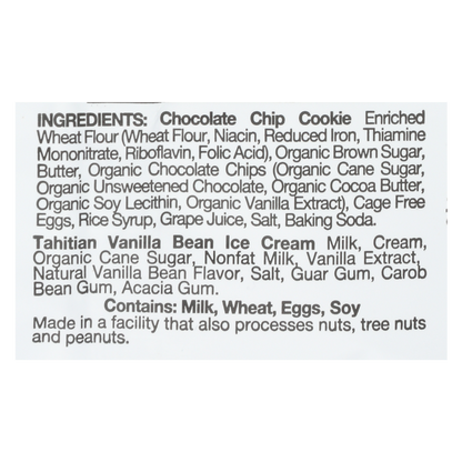 Coolhaus Tahitian Vanilla Bean with Chocolate Chip Cookie Ice Cream Sandwich 5.8oz