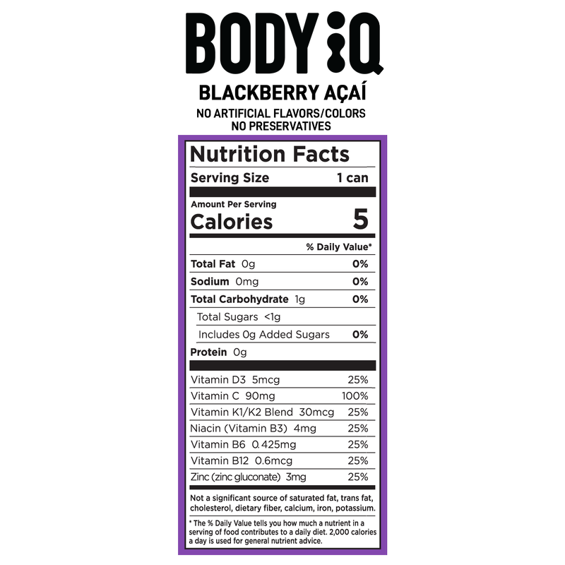 Body iQ Kava Blackberry Açaí Sparkling Water 12oz Can