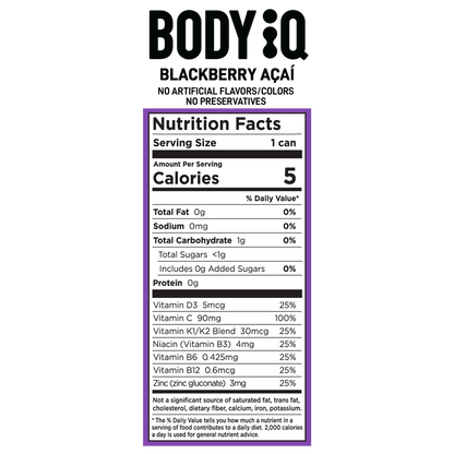 Body iQ Kava Blackberry Açaí Sparkling Water 12oz Can