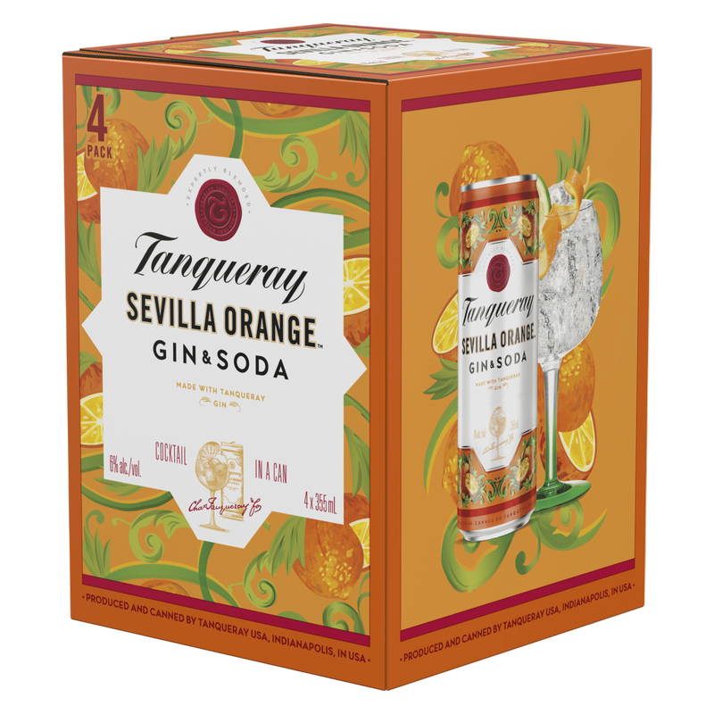 Tanqueray Sevilla Orange Gin & Soda Cocktail 4pk 12oz Cans 6% ABV