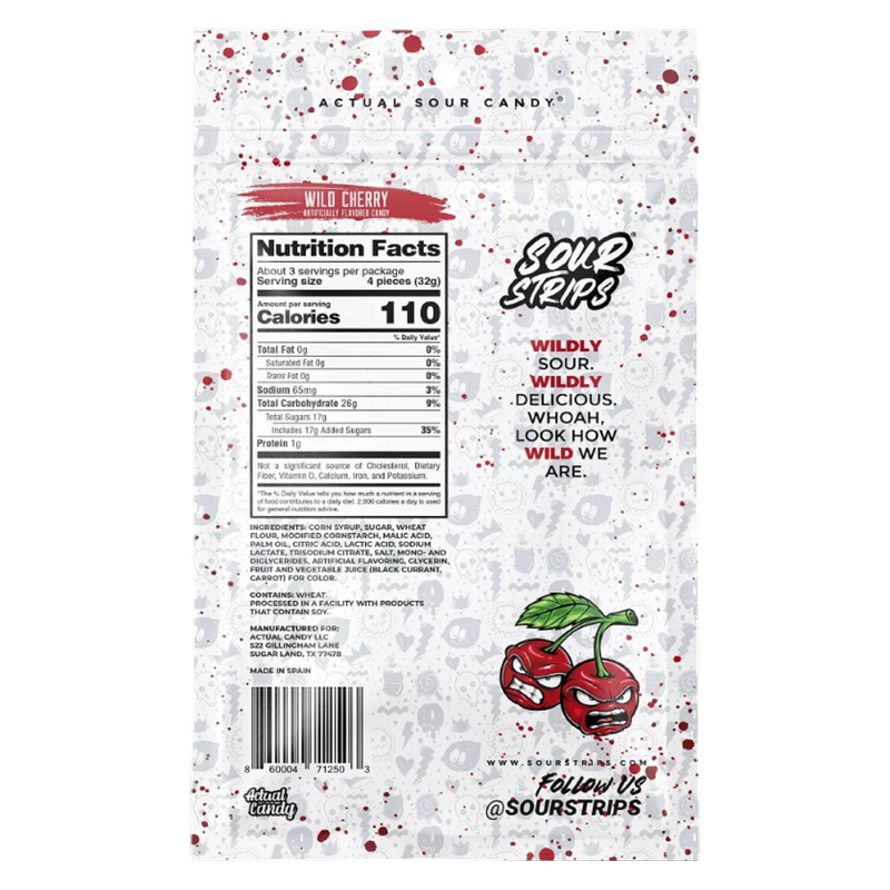 Wild Cherry Sour Strips, 3.4oz