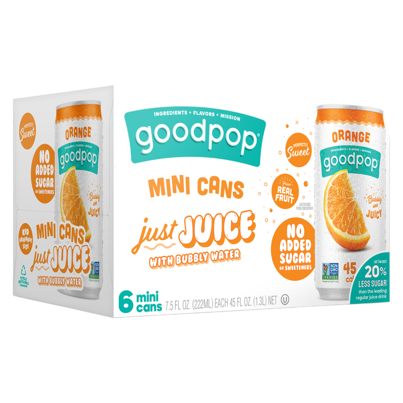 GoodPop Orange Juice & Bubbly Water Water 6pk 7.5oz Mini Can