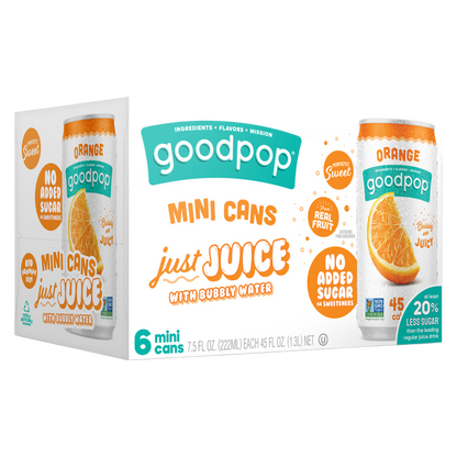 GoodPop Orange Juice & Bubbly Water Water 6pk 7.5oz Mini Can