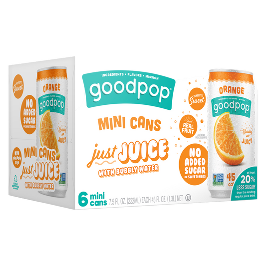 GoodPop Orange Juice & Bubbly Water Water 6pk 7.5oz Mini Can