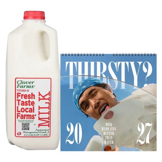 2027 Milk Man Hydration Calendar & Clover Farms Whole Vitamin D Milk - 1/2 Gallon