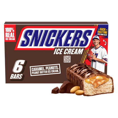 SNICKERS Ice Cream, Chocolatey Caramel Peanut Butter Ice Cream Bars, 6ct