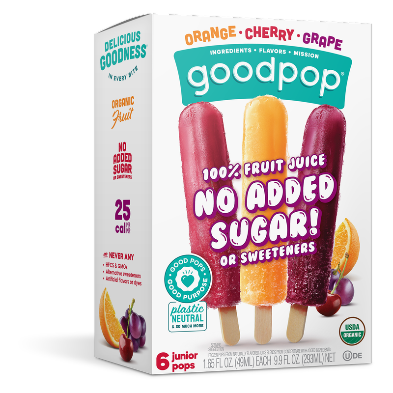 GoodPop Orange Cherry Grape Junior Pops 6 ct