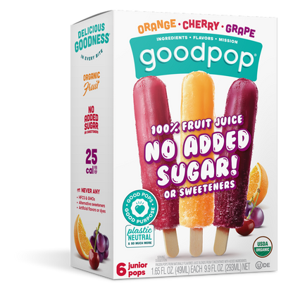 GoodPop Orange Cherry Grape Junior Pops 6 ct