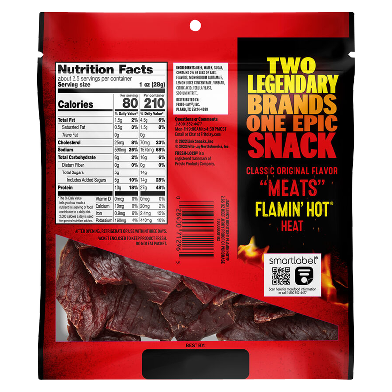 Jack Link's Flamin' Hot Jerky Bag 2.65oz
