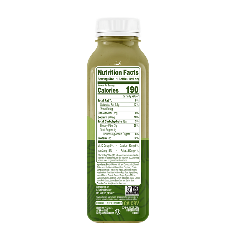 Koia Matcha Latte Plant Based Protein Drink 12oz Btl