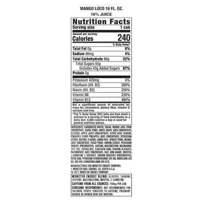 Monster Mango Loco 24pk 16oz Can- XL