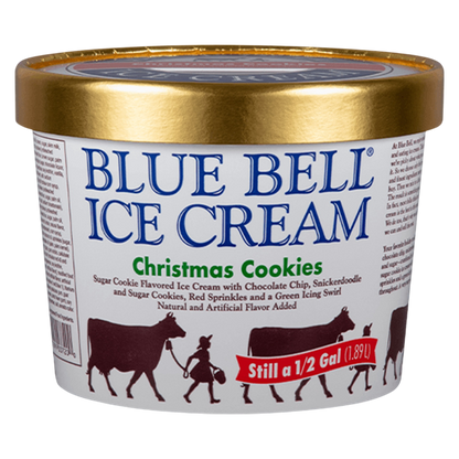 Blue Bell Christmas Cookies Ice Cream, 64oz.