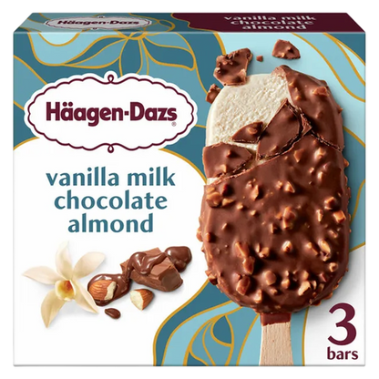 Haagen-Dazs Vanilla Milk Chocolate Almond Ice Cream Bar, 3ct