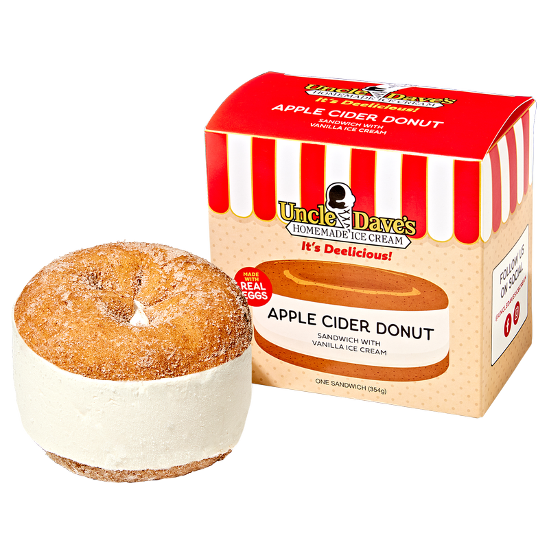 Uncle Dave's Super Premium Apple Cider Donut Sandwich with Vanilla Ice Cream