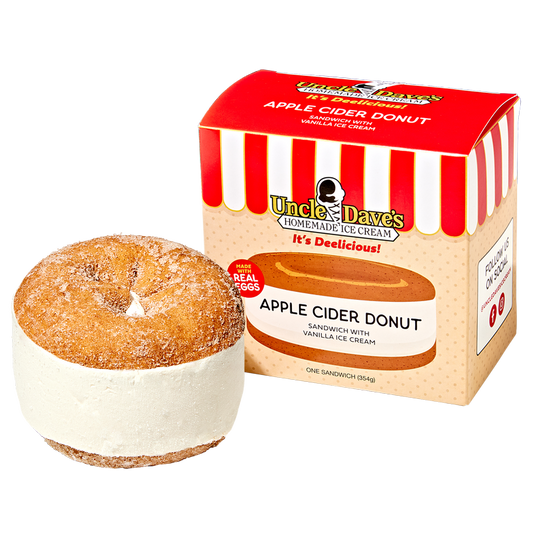 Uncle Dave's Super Premium Apple Cider Donut Sandwich with Vanilla Ice Cream