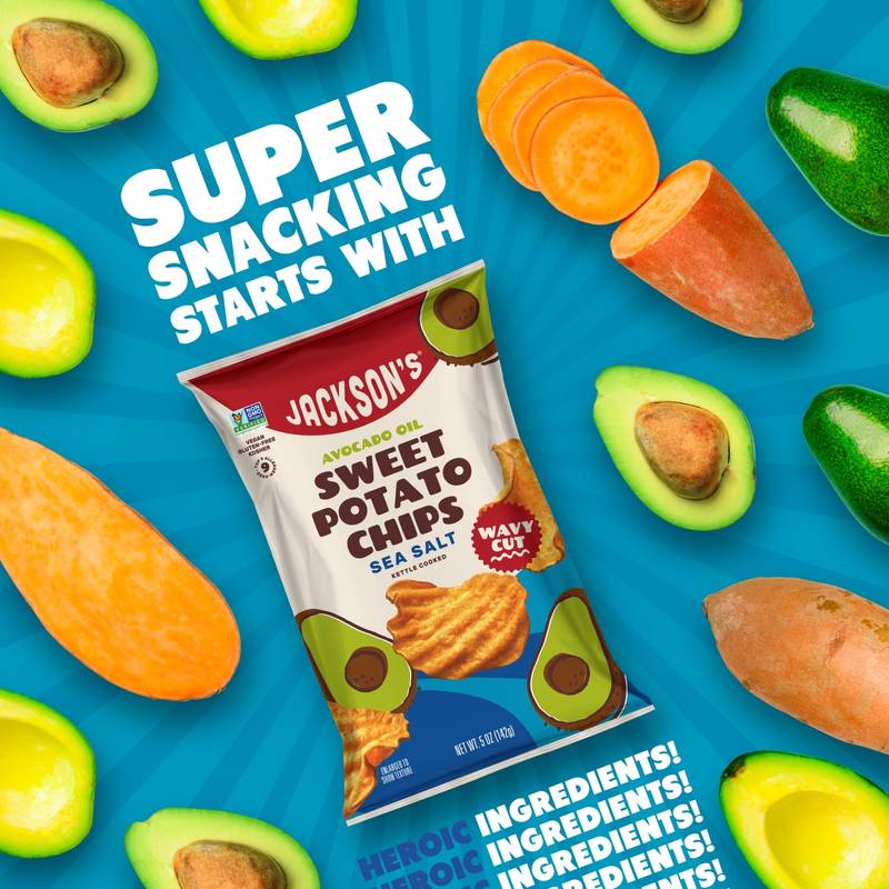 Jackson's WAVY Sea Salt 5oz  Avocado Oil Sweet Potato Chips, 5oz