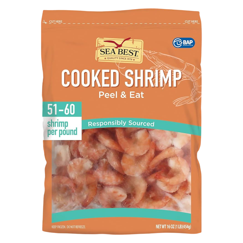 Sea Best Cooked / Peeled Shrimp (Frozen, 51-60ct) - 10oz