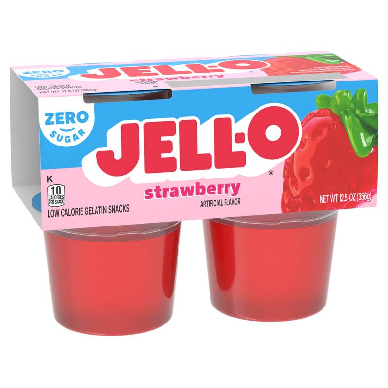 Jell-O Sugar Free Strawberry Jello Cups, 4ct