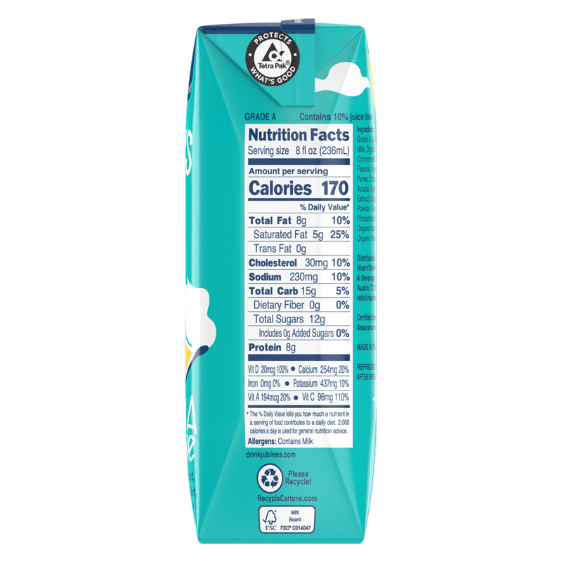 Jubilee's Organic Banana Cream Pie Protein Milk 8oz Ctn