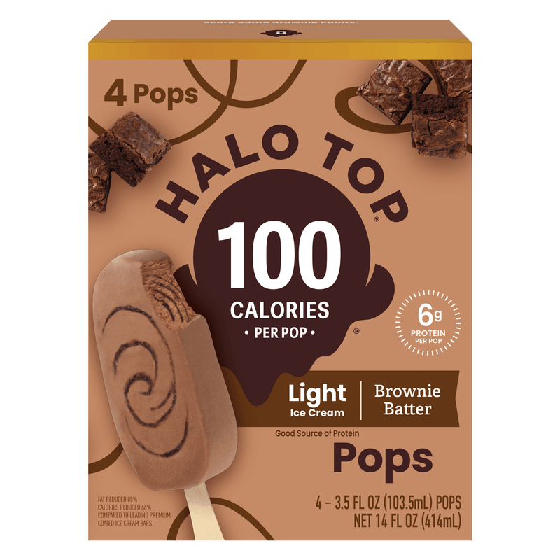 Halo Top Brownie Batter Light Ice Cream Pops, 4 Pack