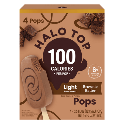 Halo Top Brownie Batter Light Ice Cream Pops, 4 Pack