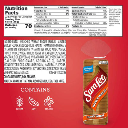 Sara Lee Honey Wheat Bread - 20oz