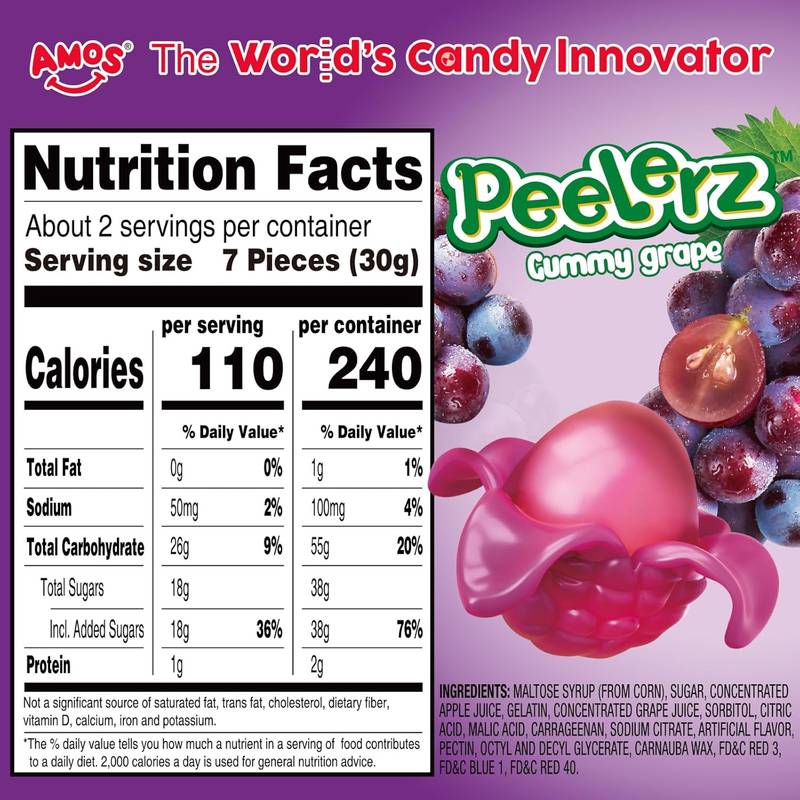 Amos Peelerz Gummy Grape, 6 oz