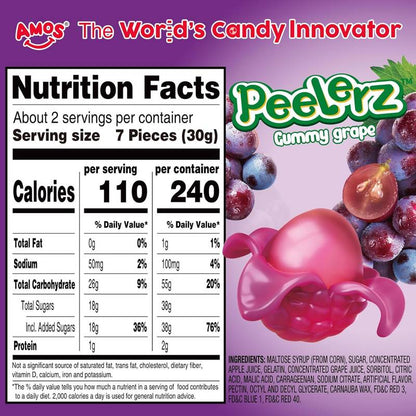 Amos Peelerz Gummy Grape, 6 oz
