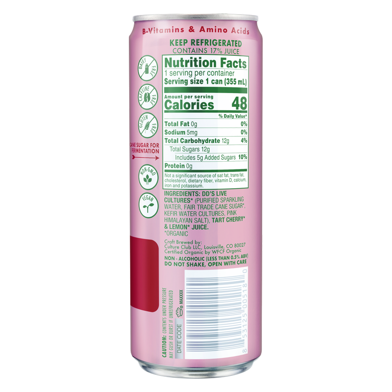 Doctor D's Organic Tart Cherry Sparkling Probiotic Drink 12oz Can