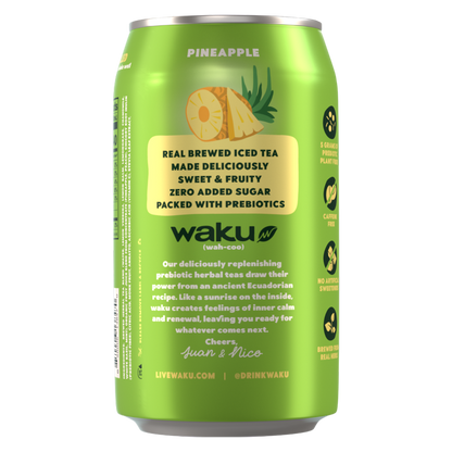 Waku Prebiotic Tea Pineapple 12oz Can