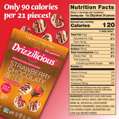 Drizzilicious Chocolatey Strawberry Drizzle  Mini Rice Cakes, 4oz
