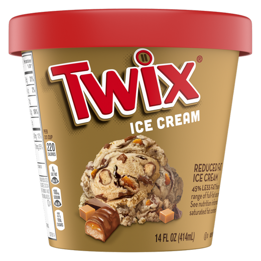 TWIX Caramel Fudge Swirl Ice Cream Reduced Fat Cookie Caramel Ice Cream with Twix Candy Bar Pieces, 14oz