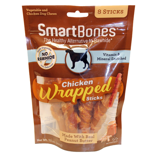 SmartBones Peanut Butter Flavor Chicken Wrapped Sticks Dog Treats 8ct