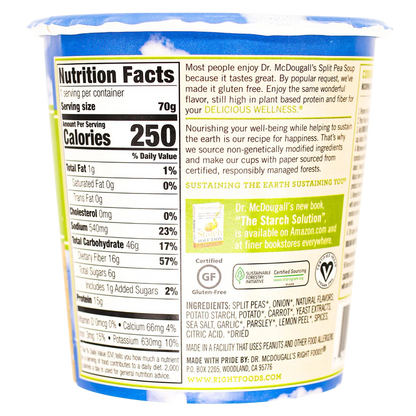 Dr. McDougalls Split Pea Soup Cup 2oz