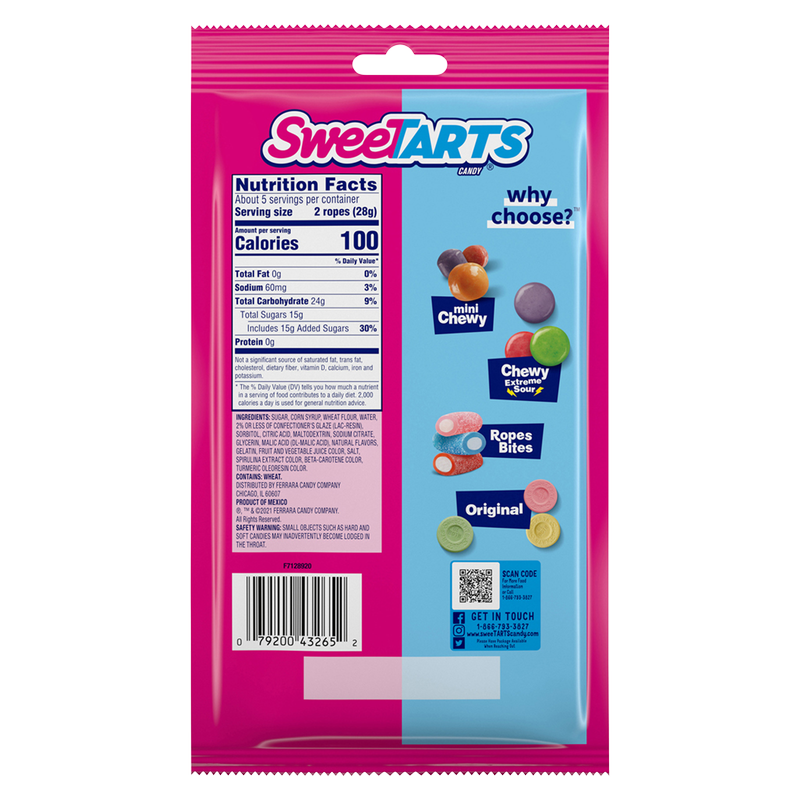 SweeTARTS Twisted Rainbow Punch Ropes 5oz