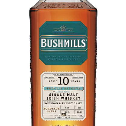 Bushmills Private Reserve Limited Release 10 Year Old: Bordeaux Casks Irish Whiskey 750ml (93 Proof)