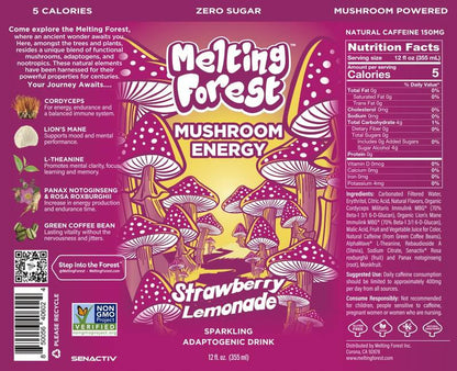 Melting Forest Strawberry Lemonade Mushroom Energy 12oz Can