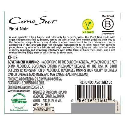 Cono Sur Organic Pinot Noir 750ml