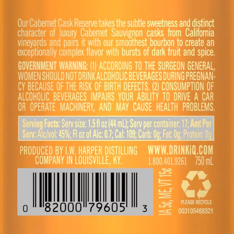 I.W. Harper Cabernet Cask Bourbon 750ml