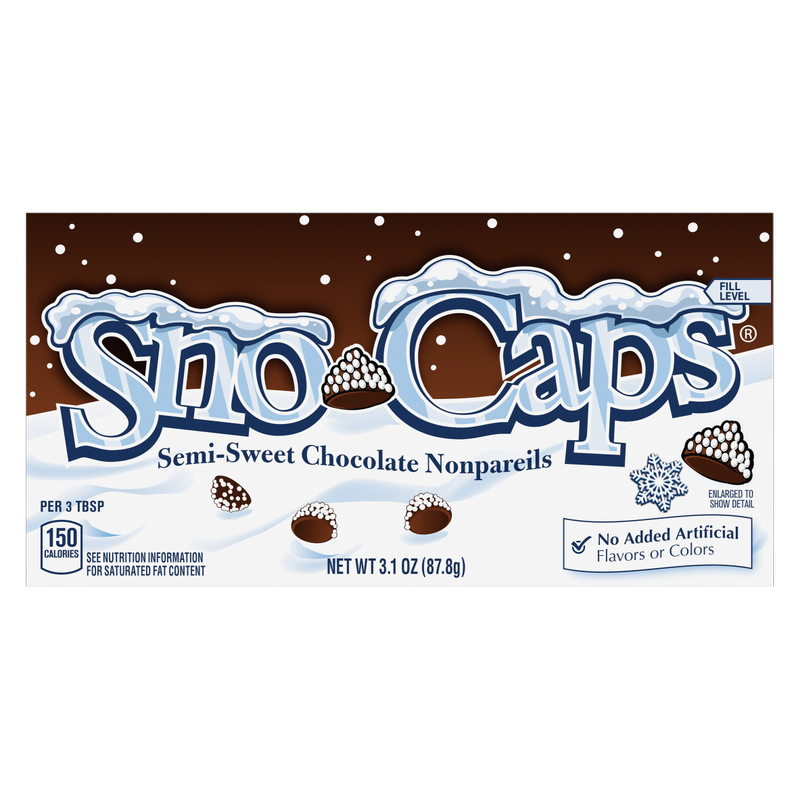 Sno-Caps, Semi-Sweet Chocolate Nonpareils, Movie Theater Candy Box, 3.1 oz each, 1 Box