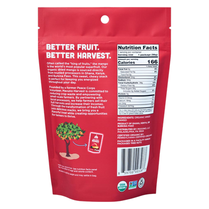 Mavuno Harvest Organic Unsweetened Dried Mango, 2oz