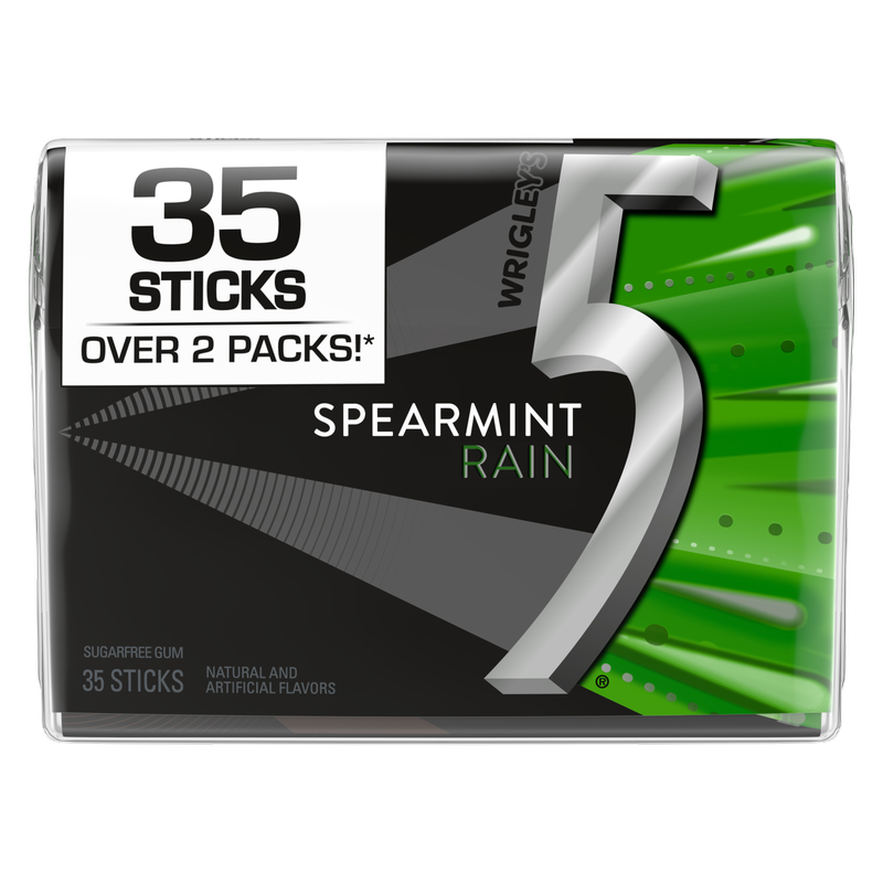 5 GUM Spearmint Rain Sugar Free Chewing Gum, Five Gum, 35 Stick Pack